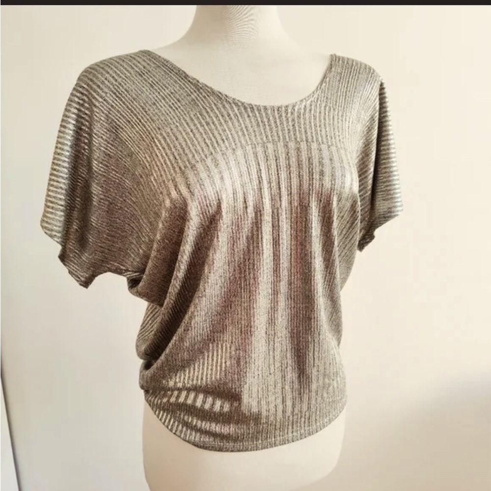 Kim and cami pretty goldish silver blouse